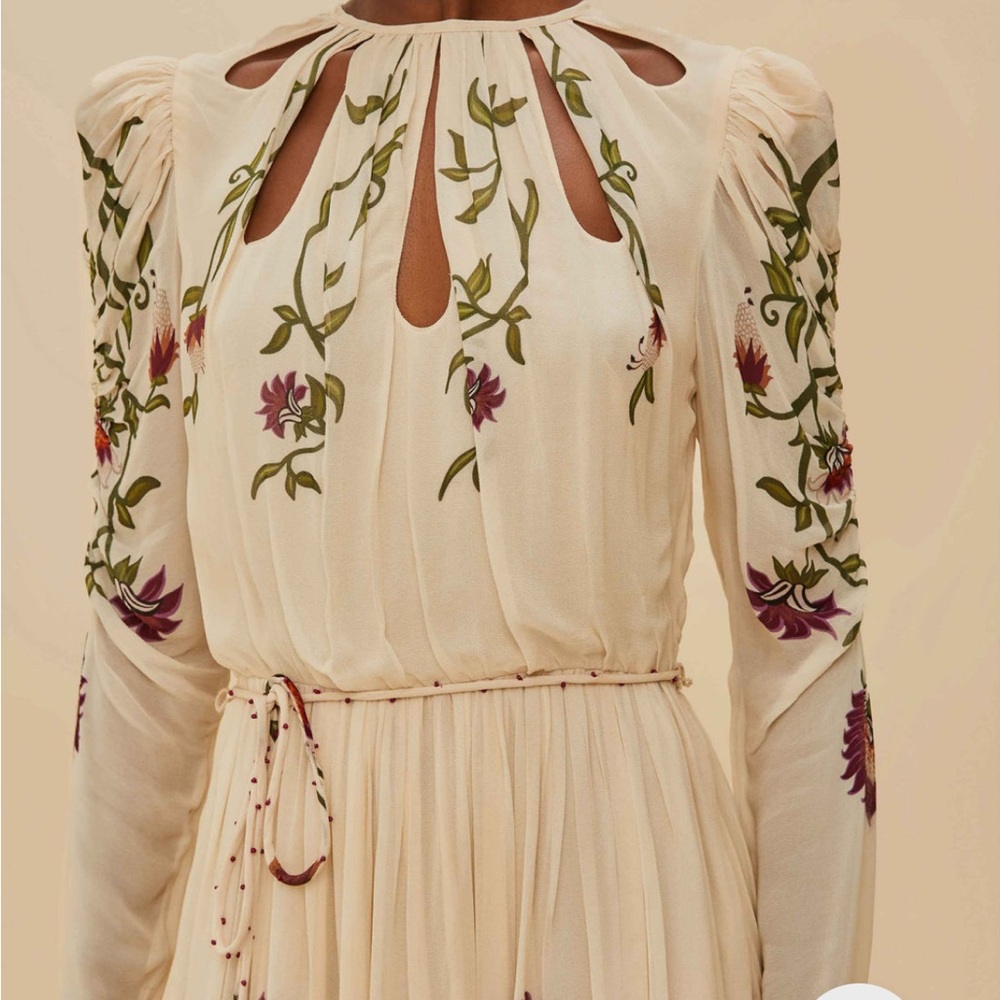 FARM Rio Cream Floral Long Sleeve Dress Medium NWT - Picture 3 of 10